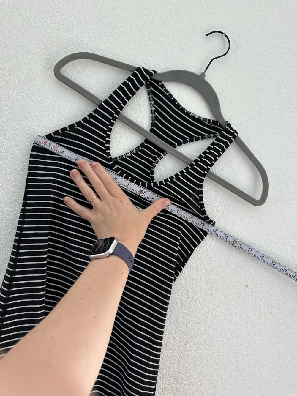 Lululemon Essential Tank Top Black White Stripe Racerback Vitasea Size 4